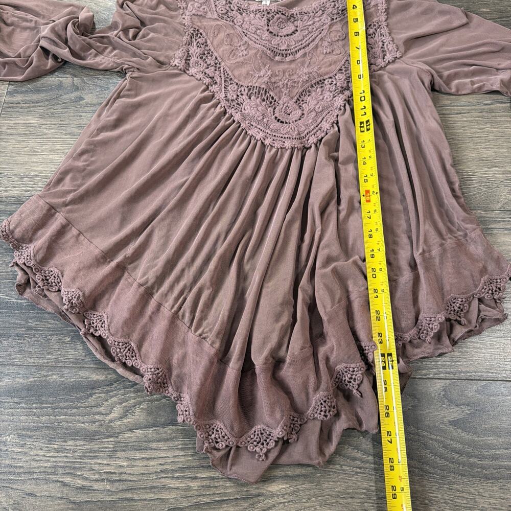 Buckle Gimmicks Sz S Boho Fairy Grunge Lace Tunic Blouse Romantic Crochet Top - Picture 9 of 12